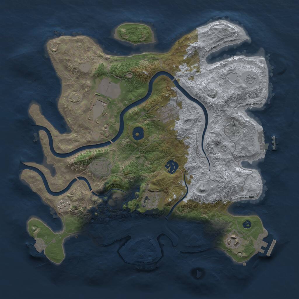 Rust Map: Procedural Map, Size: 3500, Seed: 611933, 13 Monuments