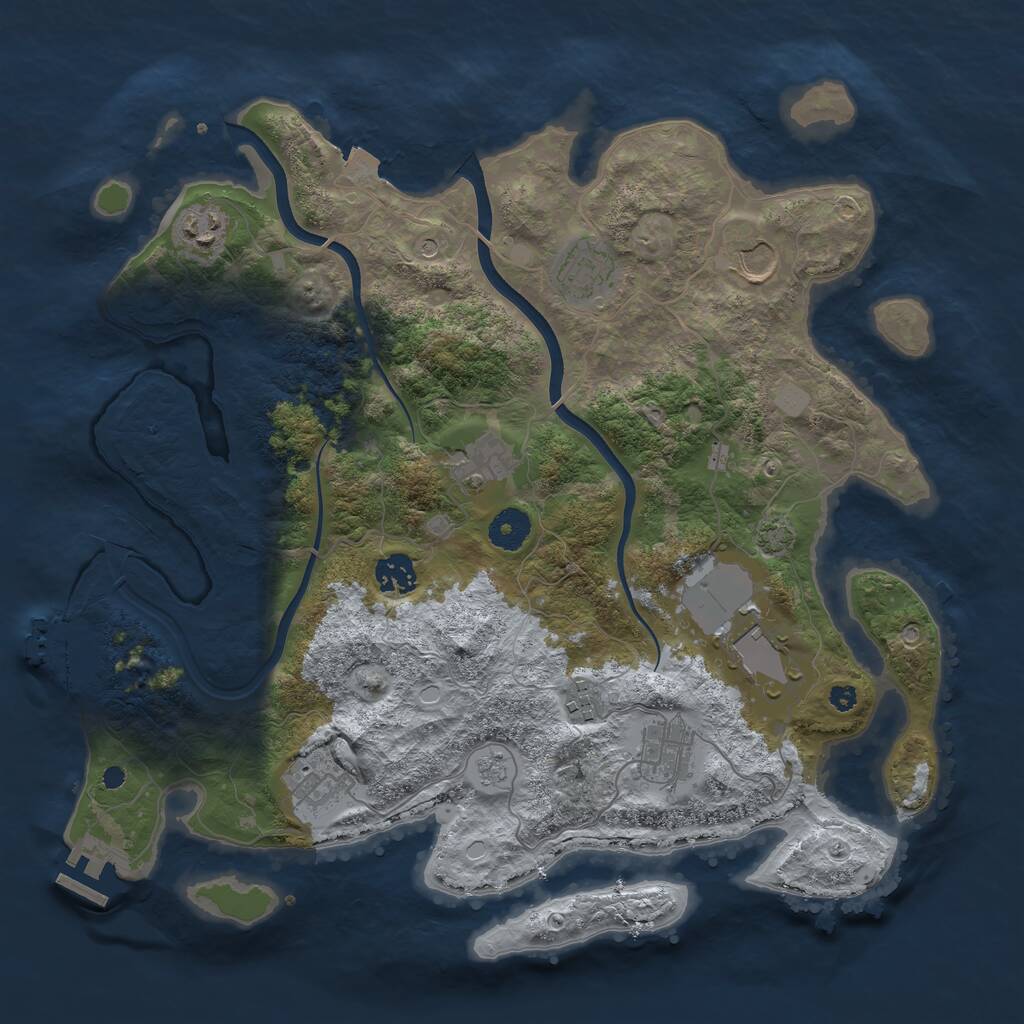 Rust Map: Procedural Map, Size: 3750, Seed: 854241, 15 Monuments