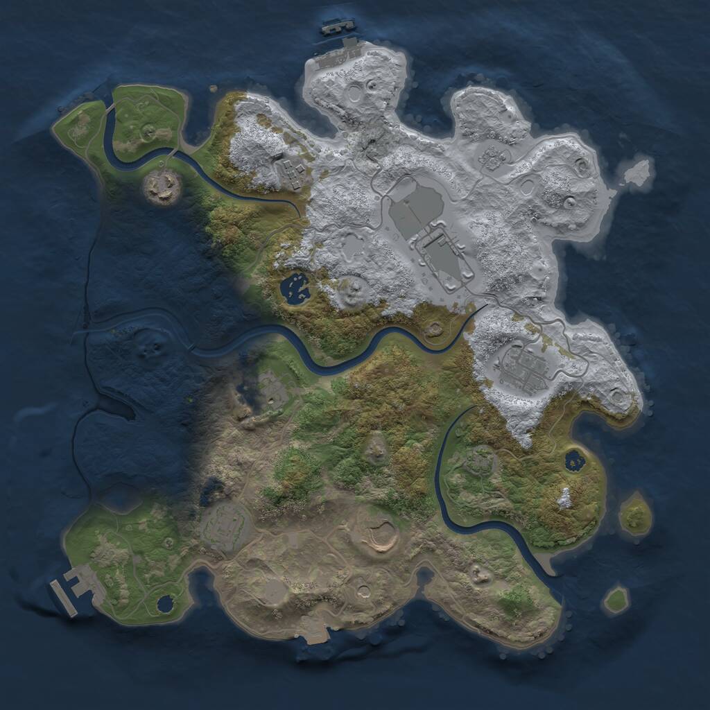 Rust Map: Procedural Map, Size: 3500, Seed: 1844934491, 14 Monuments