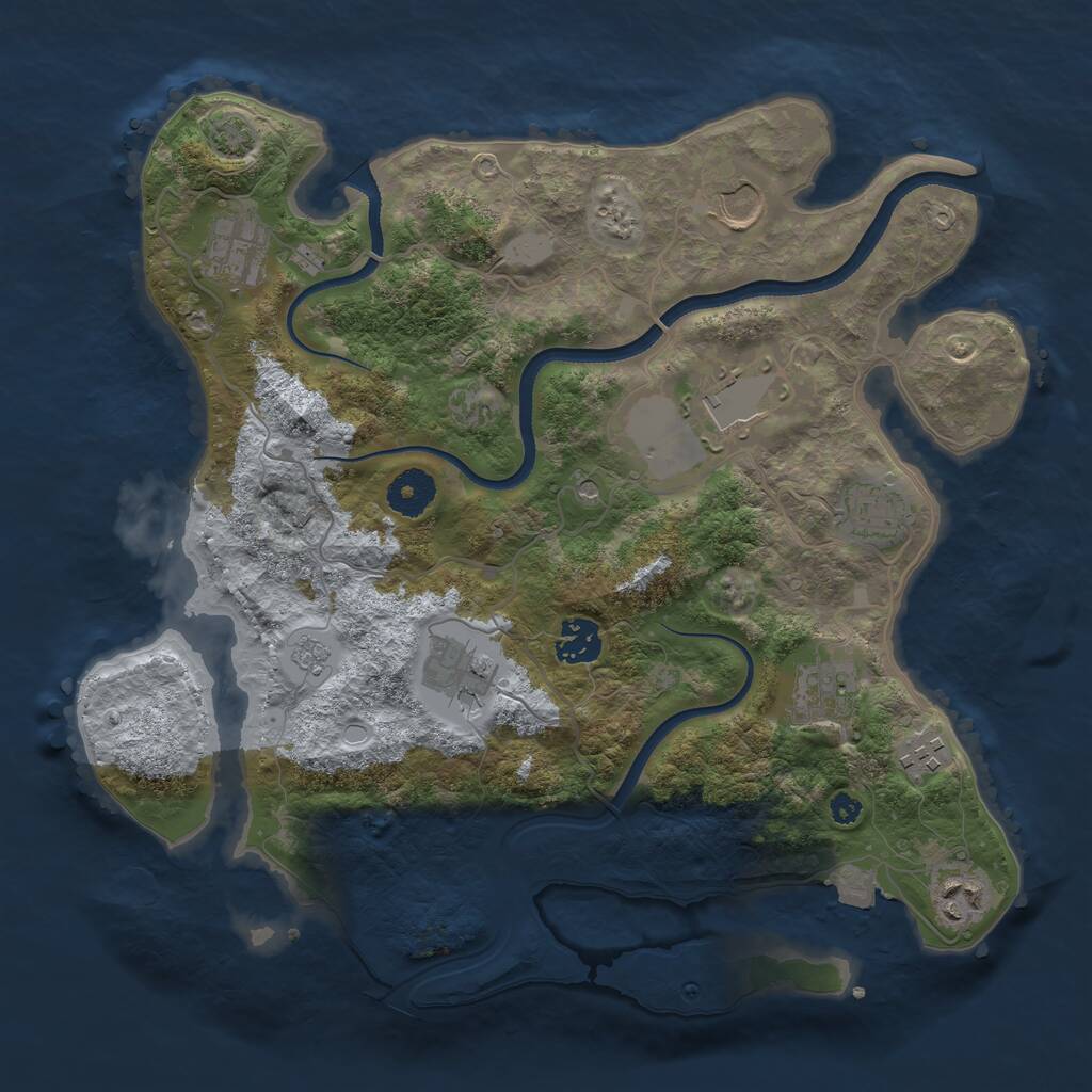 Rust Map: Procedural Map, Size: 3500, Seed: 820320, 13 Monuments