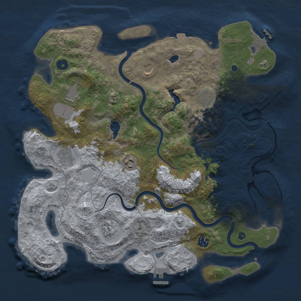 Rust Map: Procedural Map, Size: 4000, Seed: 342469, 14 Monuments