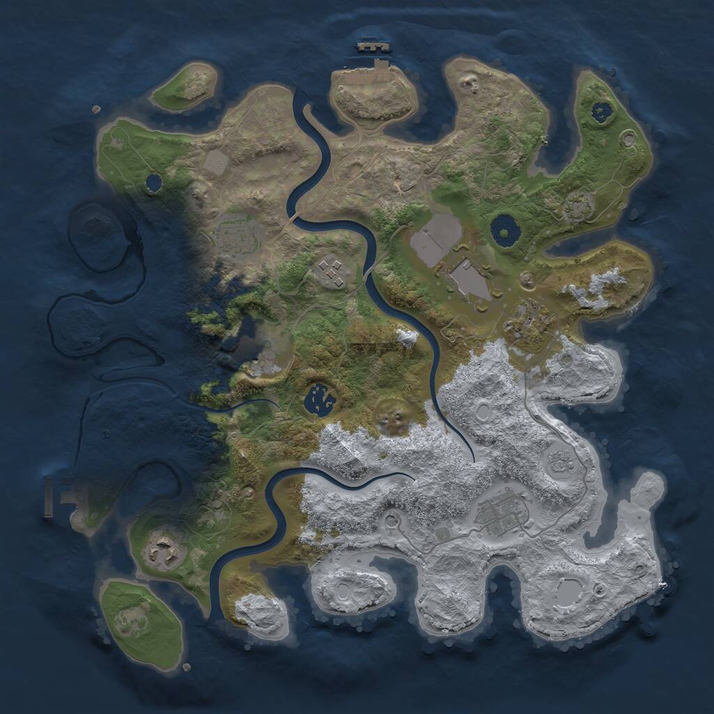 Rust Map: Procedural Map, Size: 3500, Seed: 670971, 14 Monuments