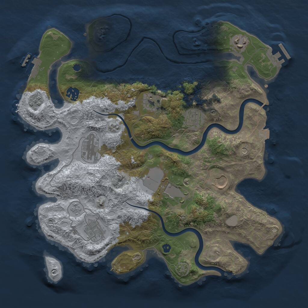 Rust Map: Procedural Map, Size: 3500, Seed: 16160, 15 Monuments