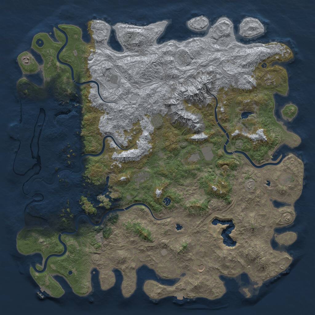 Rust Map: Procedural Map, Size: 6000, Seed: 889389380, 17 Monuments