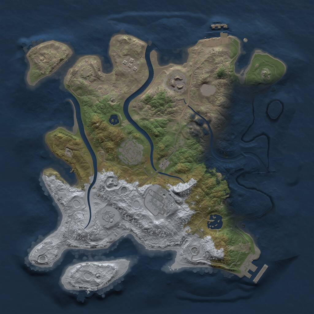 Rust Map: Procedural Map, Size: 3000, Seed: 51192, 11 Monuments