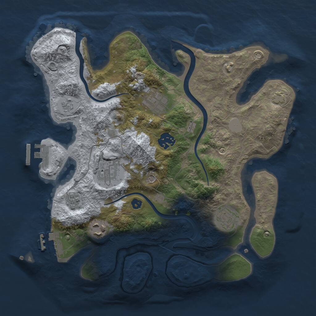 Rust Map: Procedural Map, Size: 3000, Seed: 49587, 12 Monuments