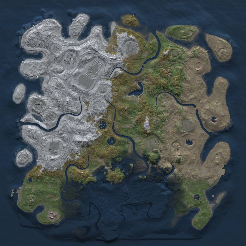 Rust Map: Procedural Map, Size: 4500, Seed: 83547623, 16 Monuments