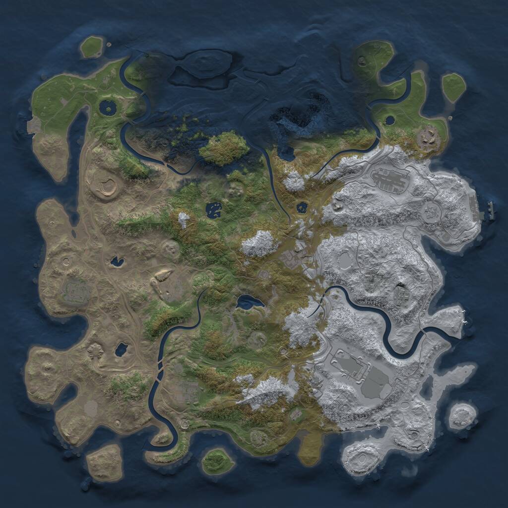 Rust Map: Procedural Map, Size: 4500, Seed: 1584386200, 17 Monuments