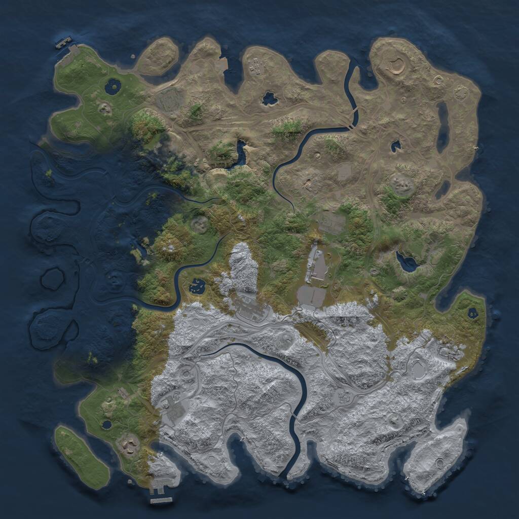 Rust Map: Procedural Map, Size: 4800, Seed: 1296645242, 17 Monuments