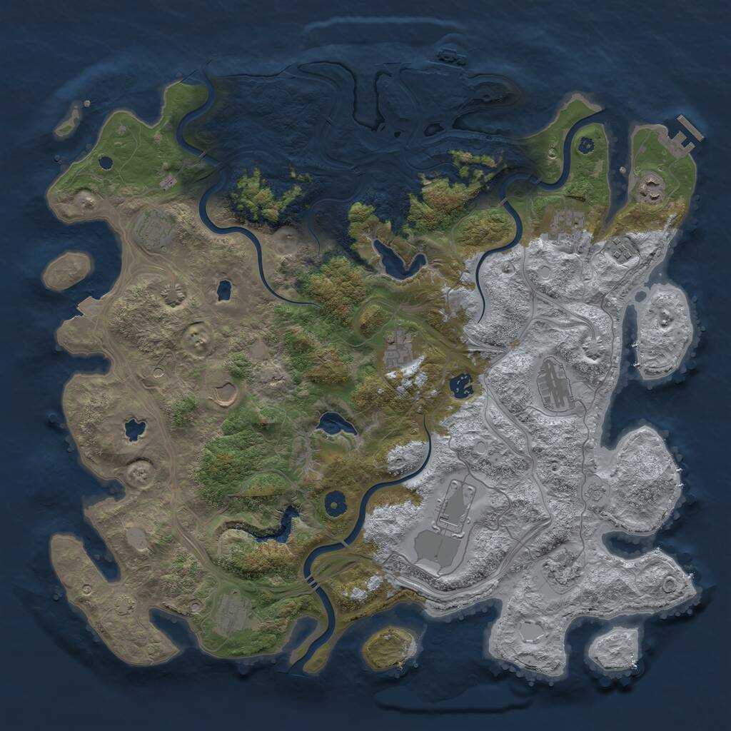 Rust Map: Procedural Map, Size: 4500, Seed: 1704413464, 17 Monuments