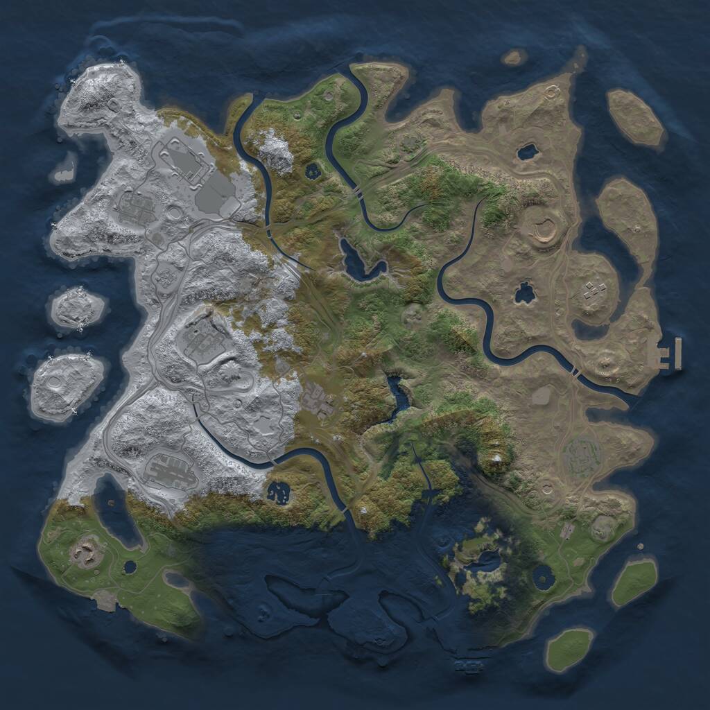 Rust Map: Procedural Map, Size: 4500, Seed: 8702815, 16 Monuments