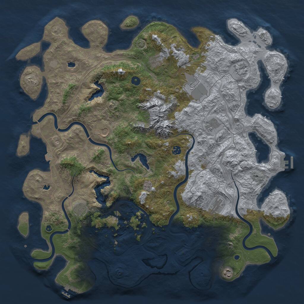Rust Map: Procedural Map, Size: 5000, Seed: 1333474671, 16 Monuments