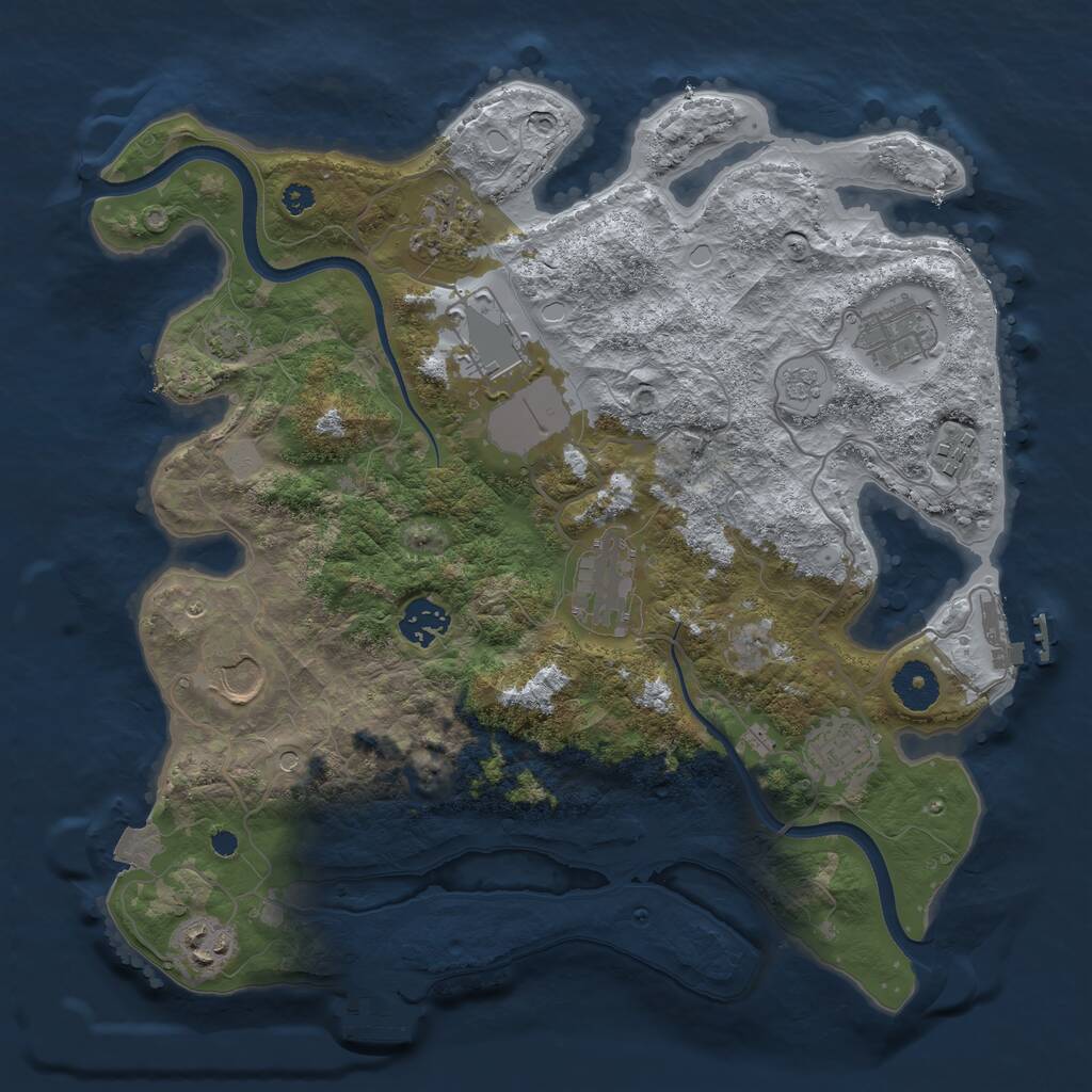 Rust Map: Procedural Map, Size: 3500, Seed: 1734511512, 15 Monuments