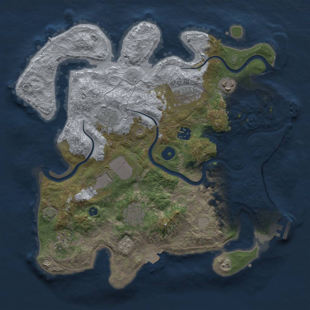 Rust Map: Procedural Map, Size: 3500, Seed: 10206, 14 Monuments
