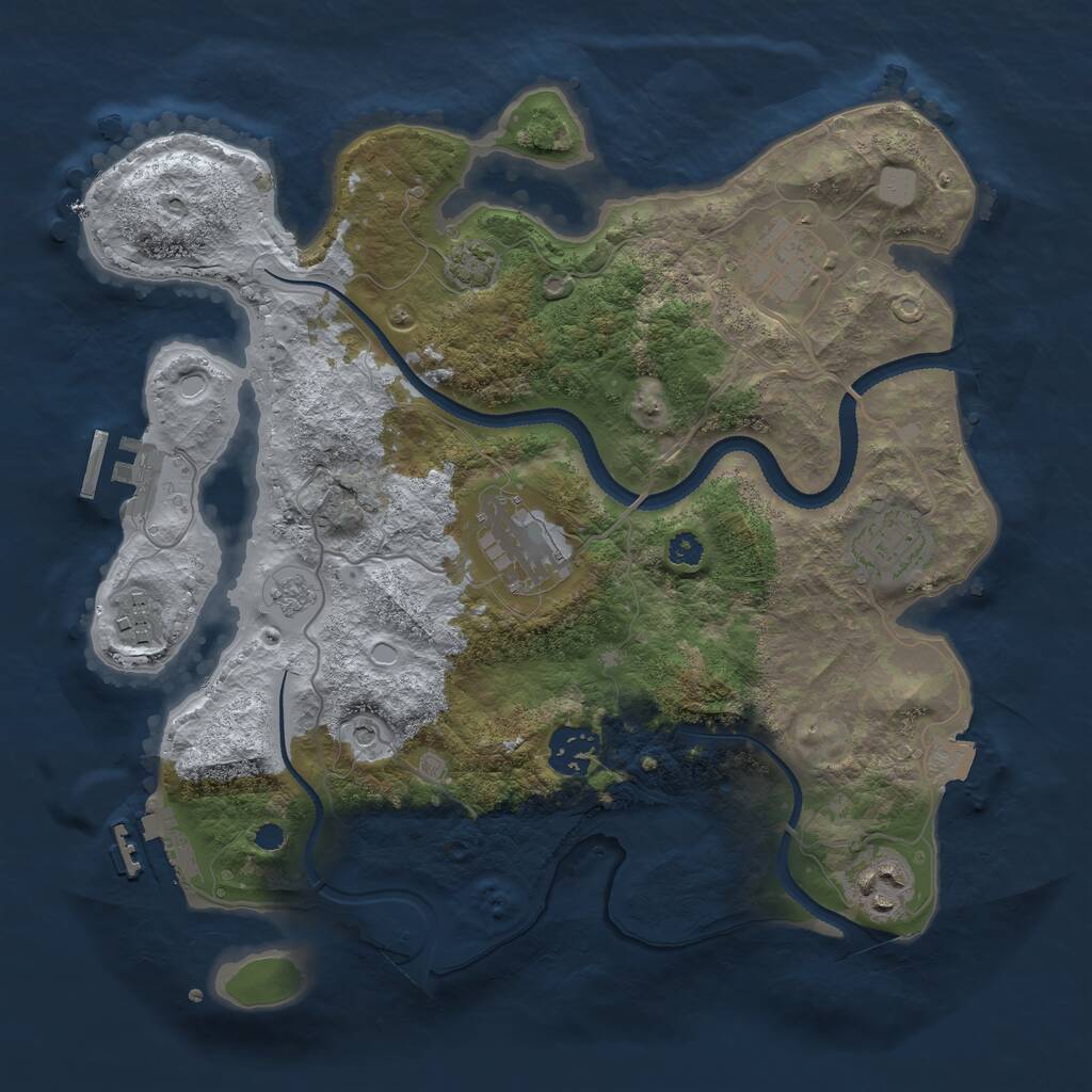 Rust Map: Procedural Map, Size: 3200, Seed: 44343434, 12 Monuments