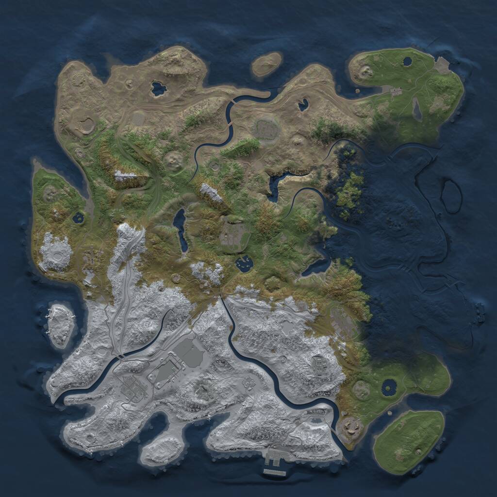 Rust Map: Procedural Map, Size: 4500, Seed: 667486479, 16 Monuments