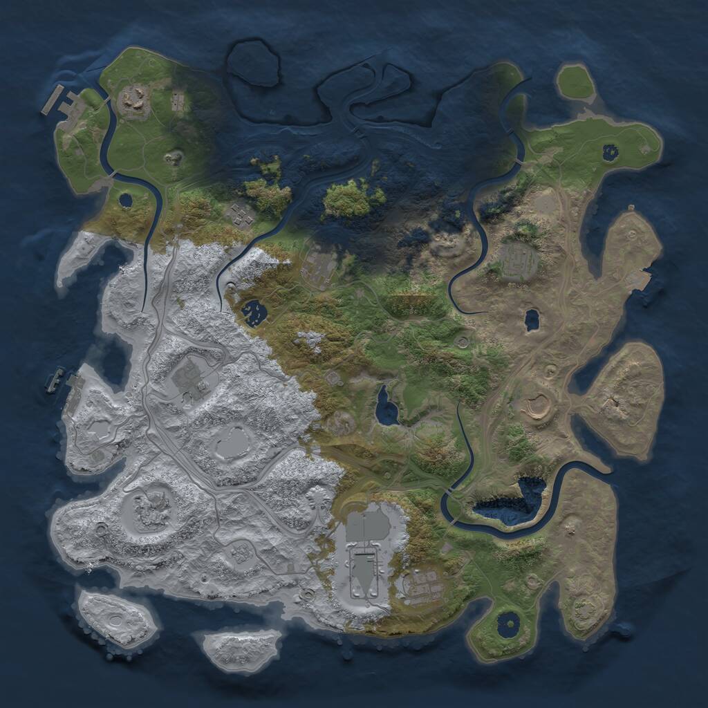 Rust Map: Procedural Map, Size: 4250, Seed: 1086797931, 16 Monuments