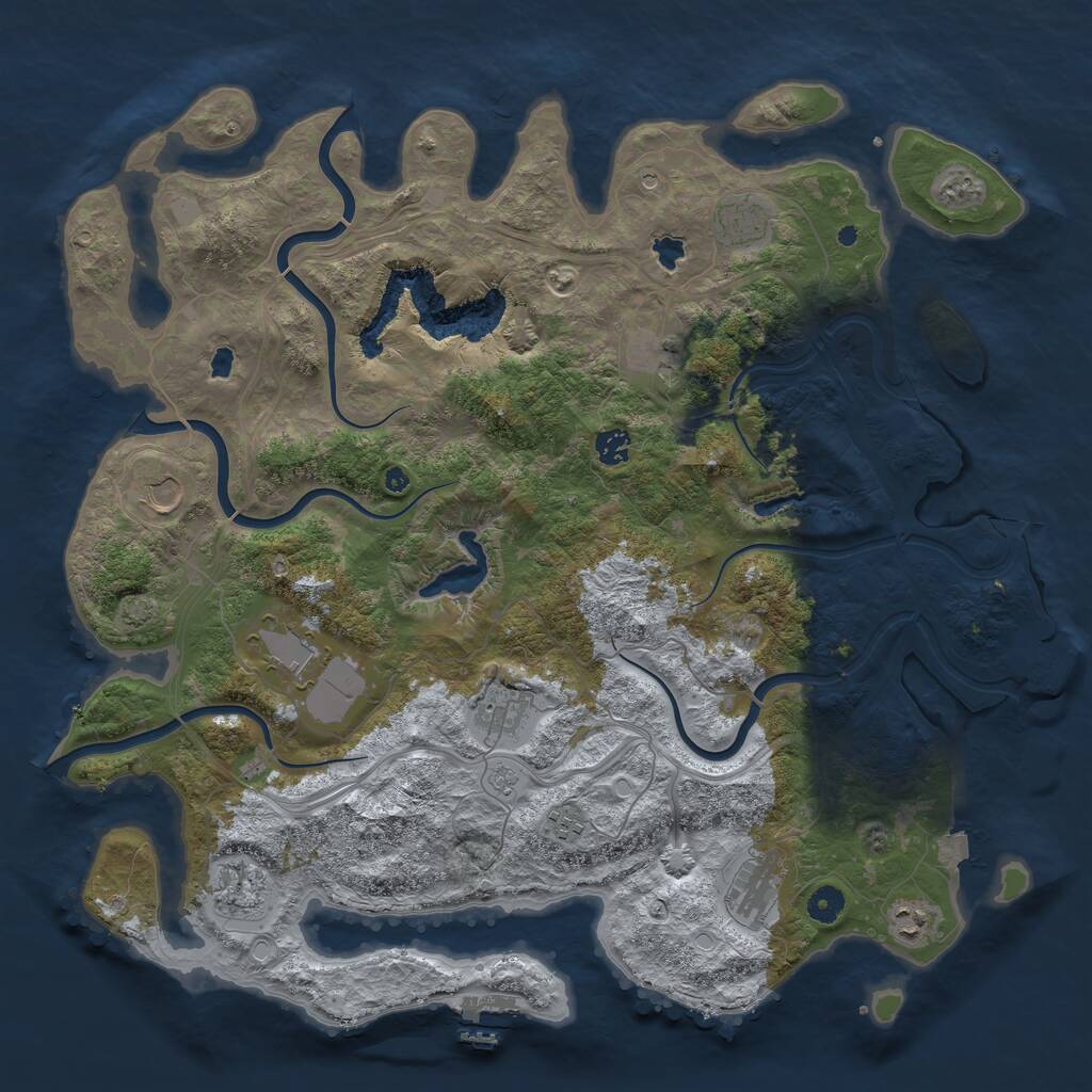 Rust Map: Procedural Map, Size: 4500, Seed: 61082580, 16 Monuments