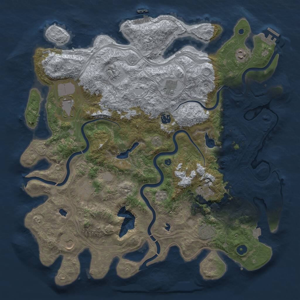 Rust Map: Procedural Map, Size: 4500, Seed: 9283725, 16 Monuments