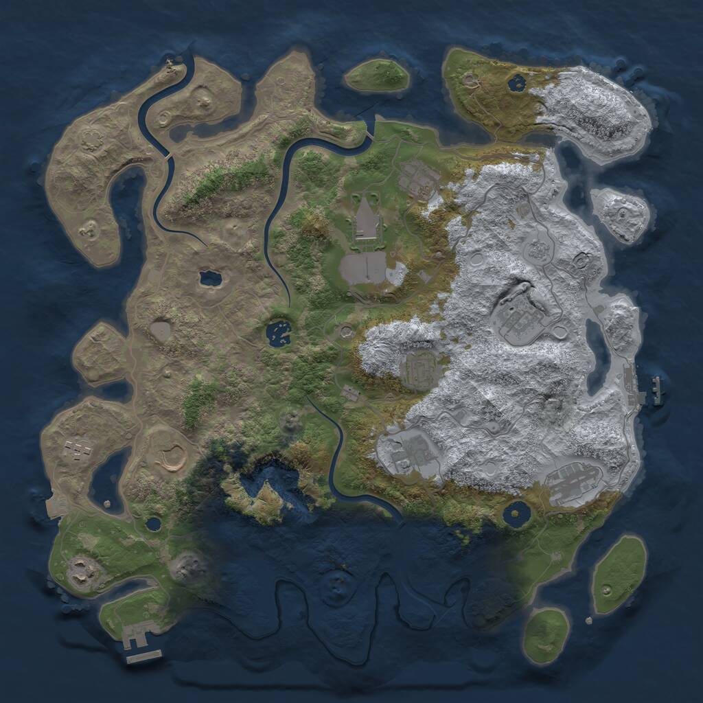 Rust Map: Procedural Map, Size: 4000, Seed: 331769, 16 Monuments