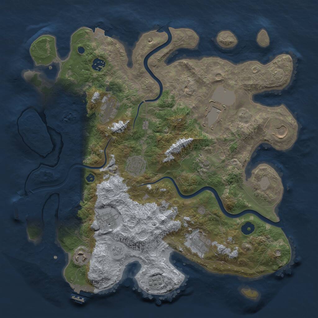 Rust Map: Procedural Map, Size: 3750, Seed: 924136, 16 Monuments
