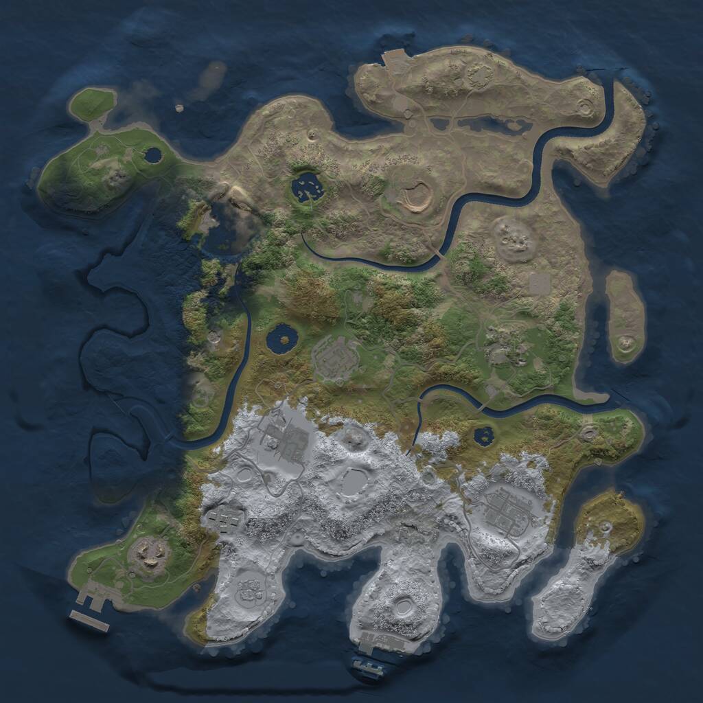 Rust Map: Procedural Map, Size: 3500, Seed: 1238700156, 15 Monuments