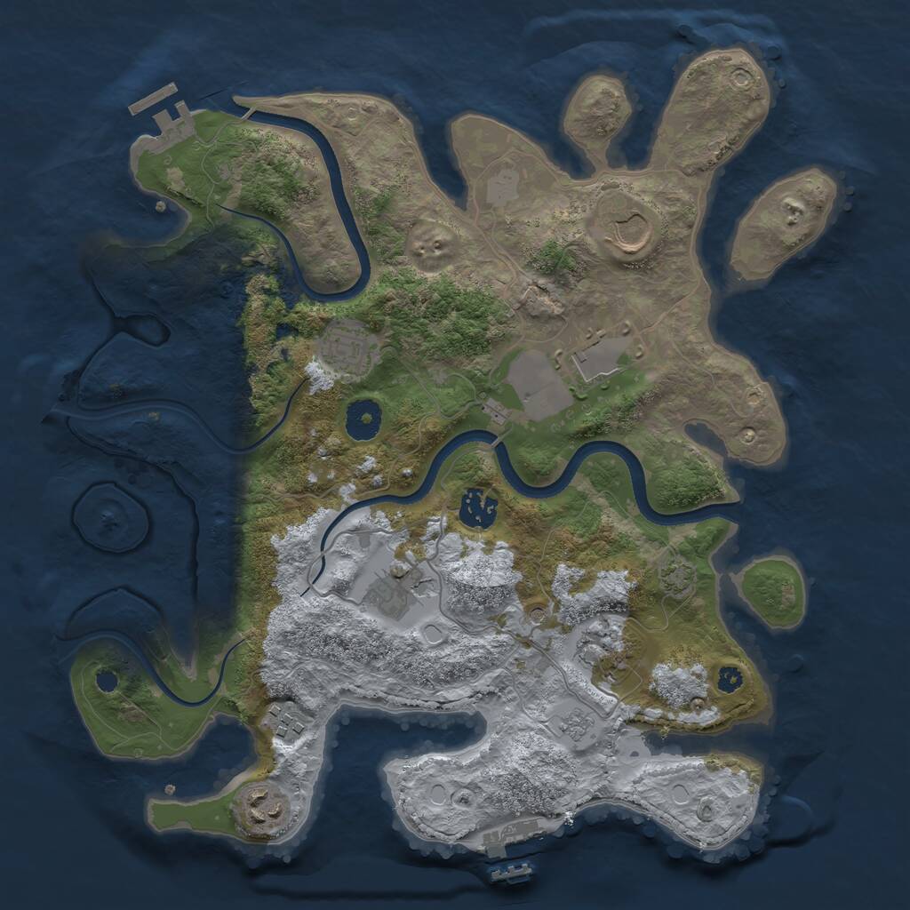 Rust Map: Procedural Map, Size: 3500, Seed: 1260291705, 14 Monuments