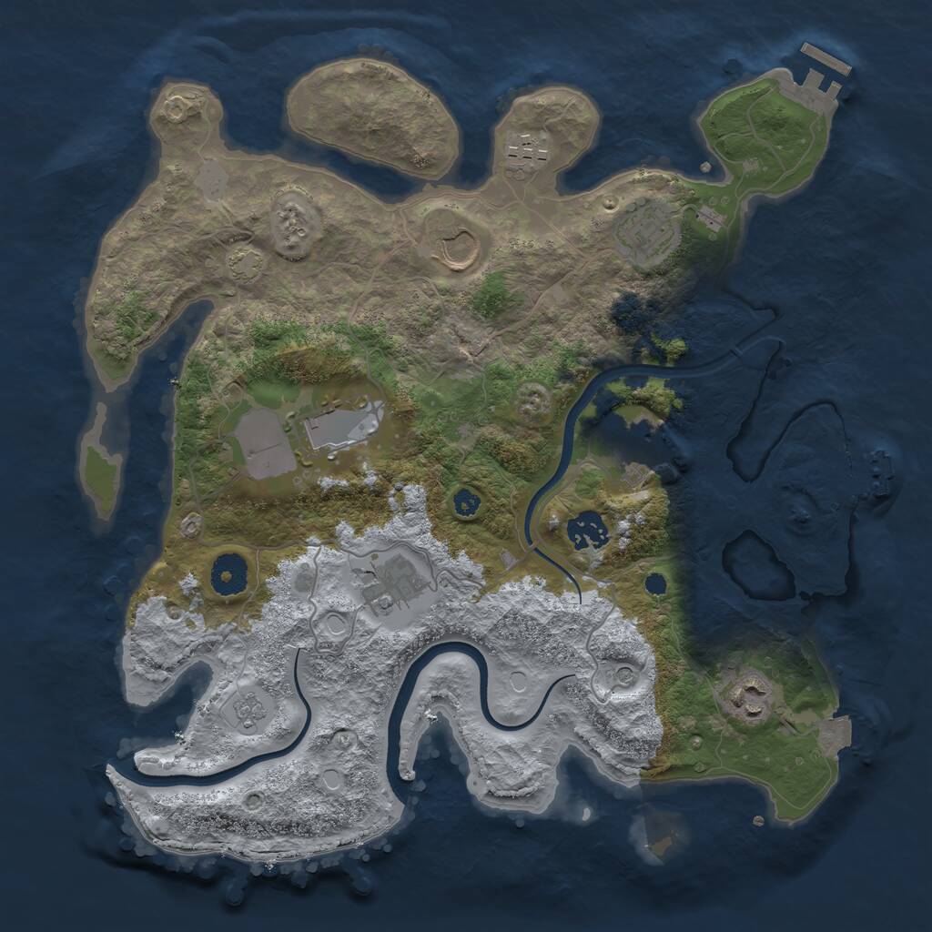 Rust Map: Procedural Map, Size: 3500, Seed: 1343885318, 14 Monuments