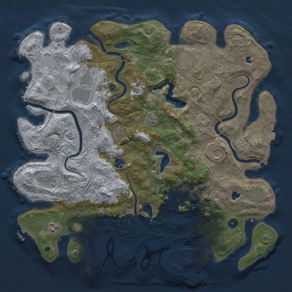 Rust Map: Procedural Map, Size: 4500, Seed: 483414, 16 Monuments