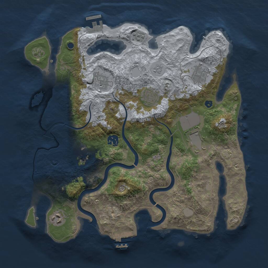 Rust Map: Procedural Map, Size: 3500, Seed: 1267595433, 14 Monuments