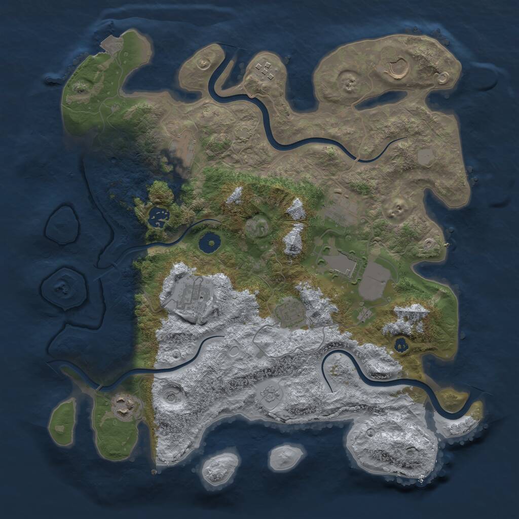 Rust Map: Procedural Map, Size: 3700, Seed: 365122662, 13 Monuments