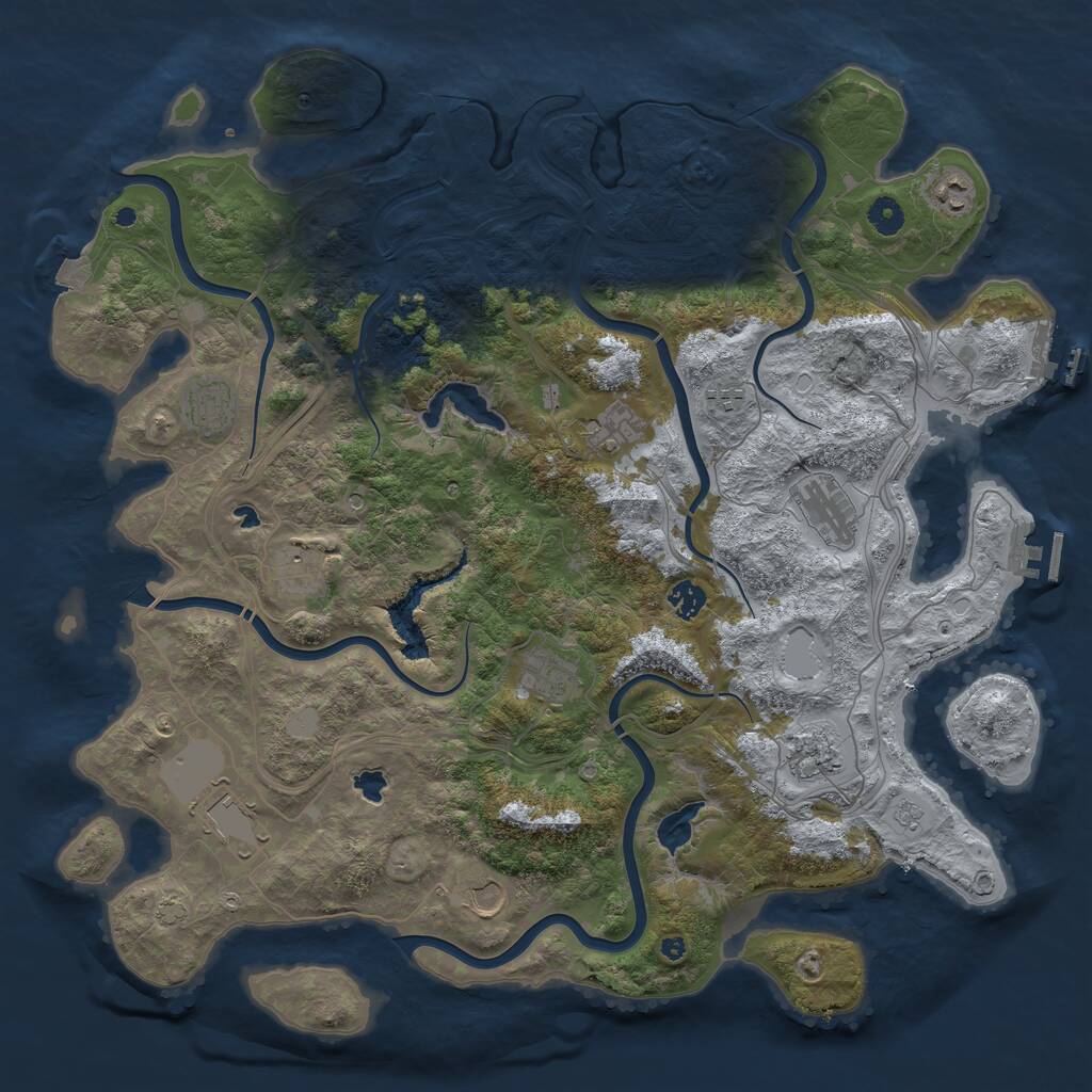 Rust Map: Procedural Map, Size: 4500, Seed: 1412626714, 17 Monuments