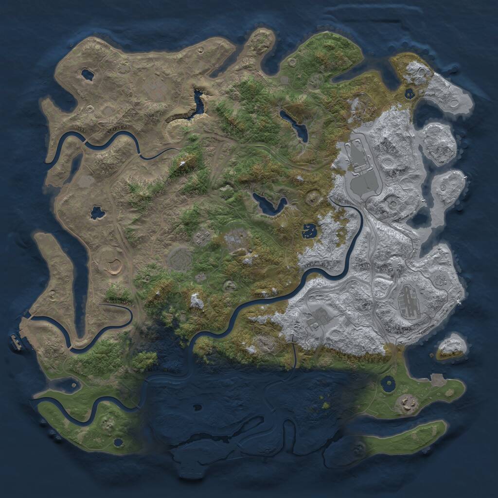 Rust Map: Procedural Map, Size: 4800, Seed: 490385549, 17 Monuments