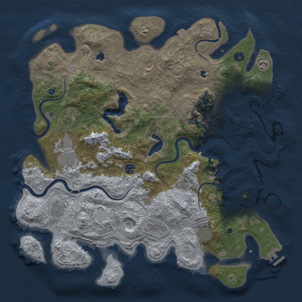 Rust Map: Procedural Map, Size: 4500, Seed: 860293, 16 Monuments