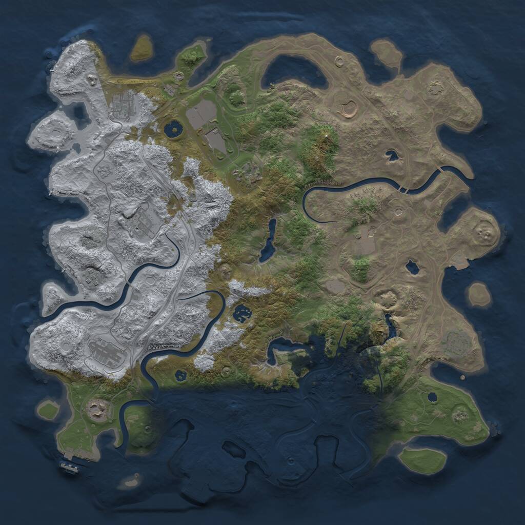 Rust Map: Procedural Map, Size: 4500, Seed: 775167622, 17 Monuments