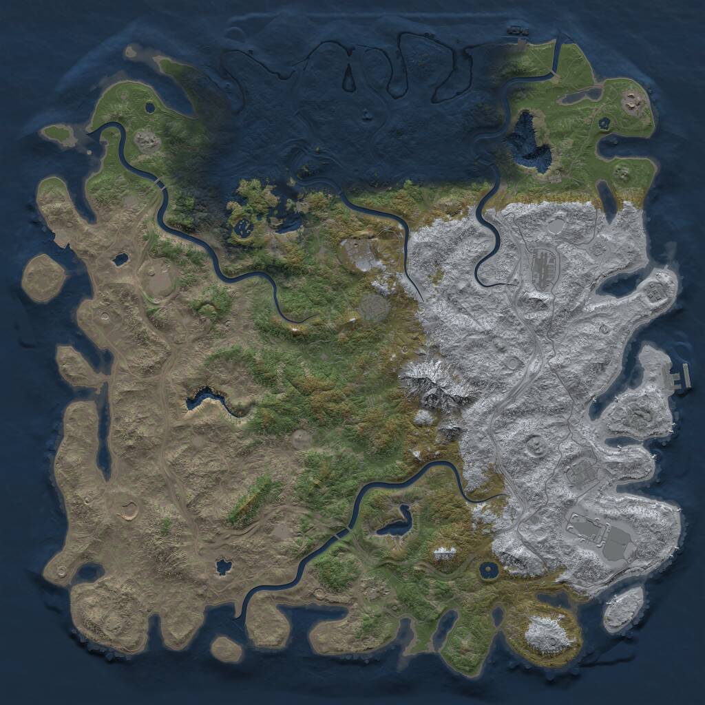 Rust Map: Procedural Map, Size: 5800, Seed: 829852666, 17 Monuments