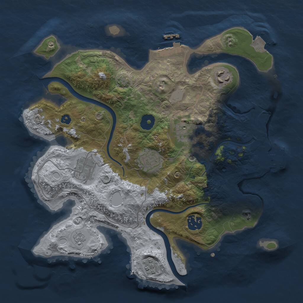 Rust Map: Procedural Map, Size: 3000, Seed: 1331843935, 12 Monuments