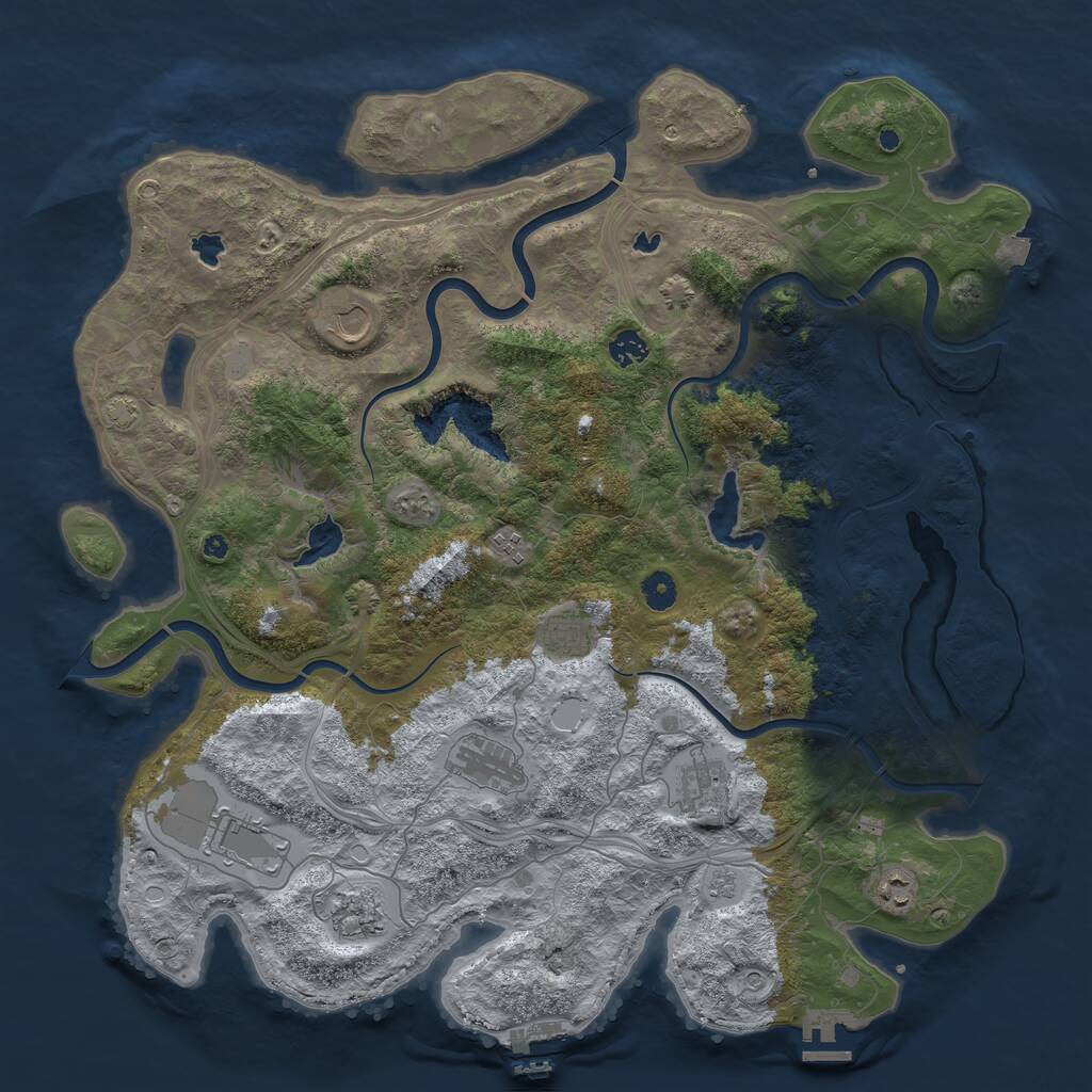 Rust Map: Procedural Map, Size: 4500, Seed: 1914028195, 15 Monuments