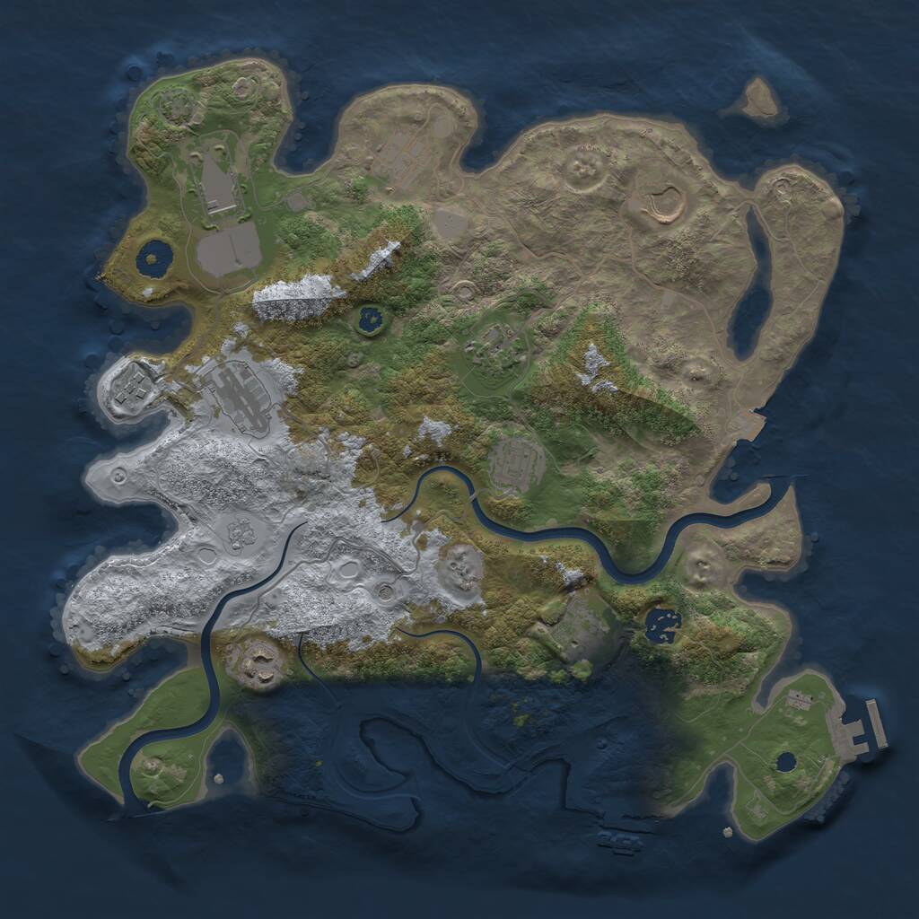 Rust Map: Procedural Map, Size: 3750, Seed: 437052, 16 Monuments