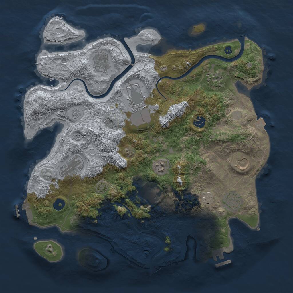 Rust Map: Procedural Map, Size: 3750, Seed: 847022931, 16 Monuments