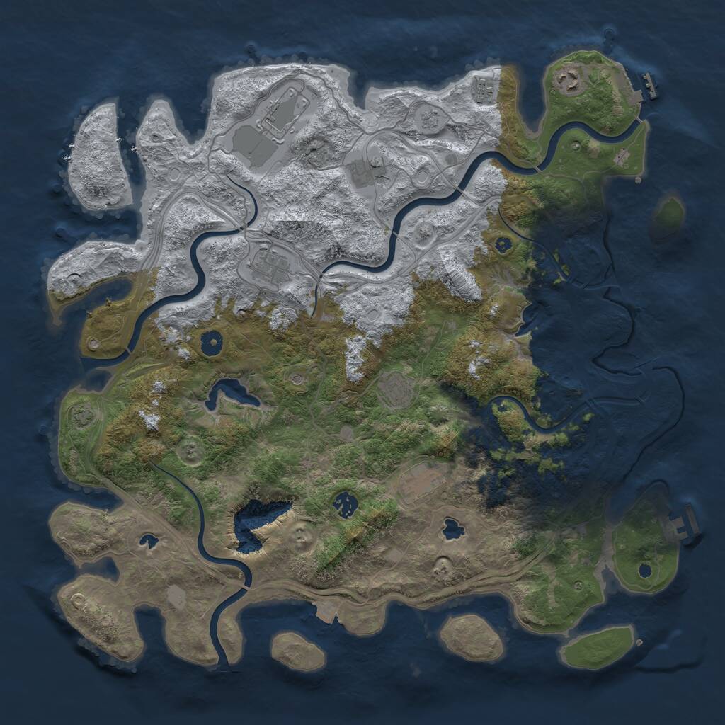 Rust Map: Procedural Map, Size: 4500, Seed: 985591176, 14 Monuments
