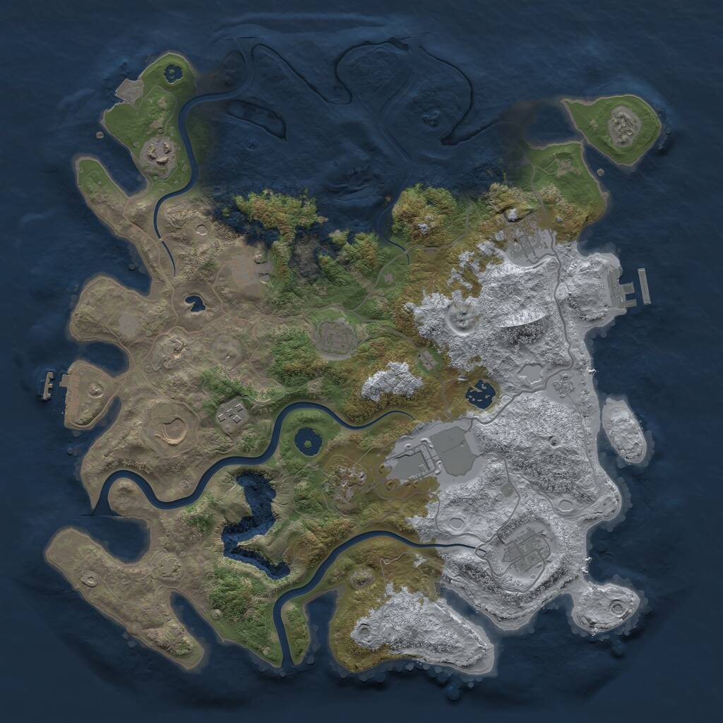 Rust Map: Procedural Map, Size: 4000, Seed: 306410, 16 Monuments