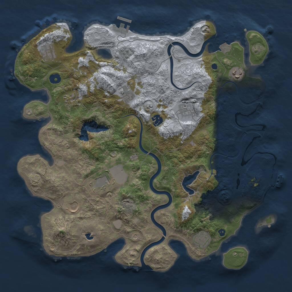 Rust Map: Procedural Map, Size: 4000, Seed: 1833514729, 16 Monuments