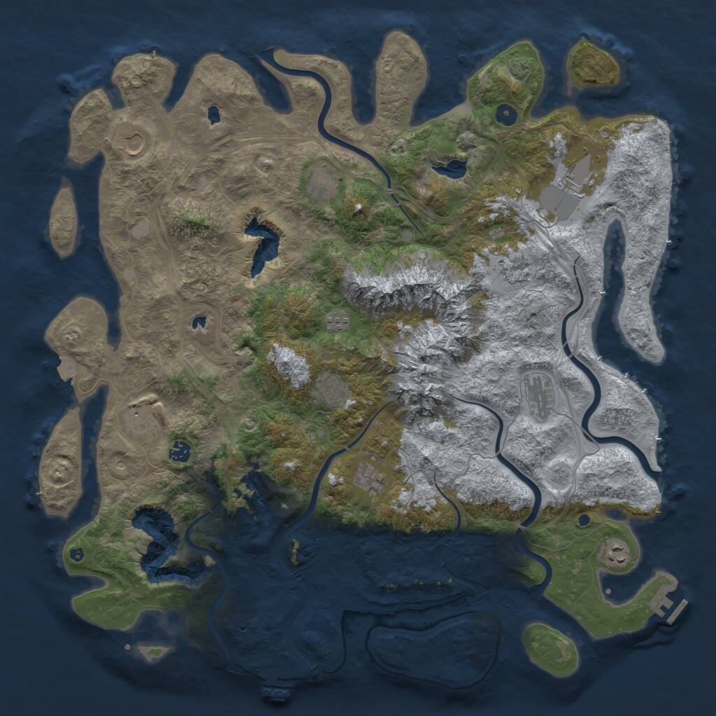 Rust Map: Procedural Map, Size: 5000, Seed: 311387256, 17 Monuments