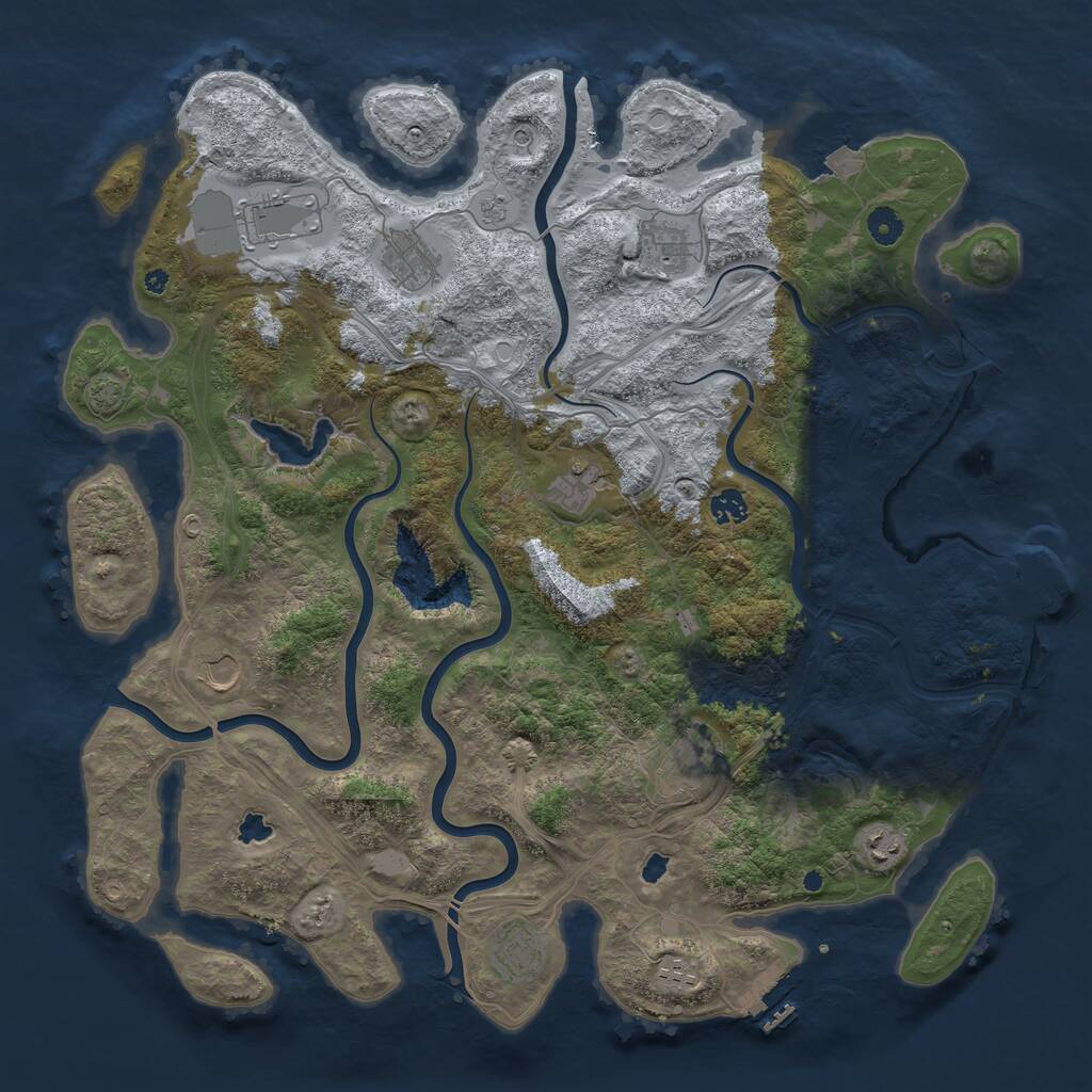 Rust Map: Procedural Map, Size: 4500, Seed: 884075, 16 Monuments