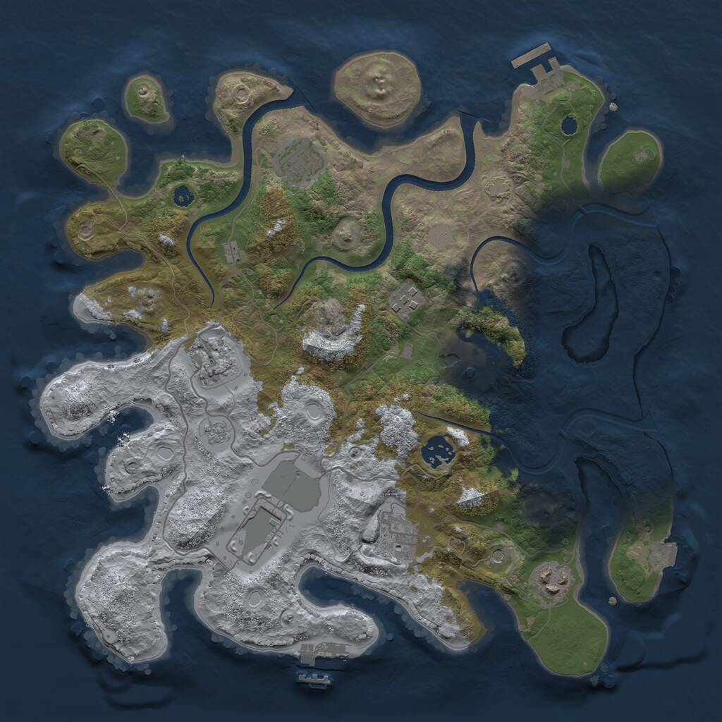 Rust Map: Procedural Map, Size: 3500, Seed: 784876, 14 Monuments
