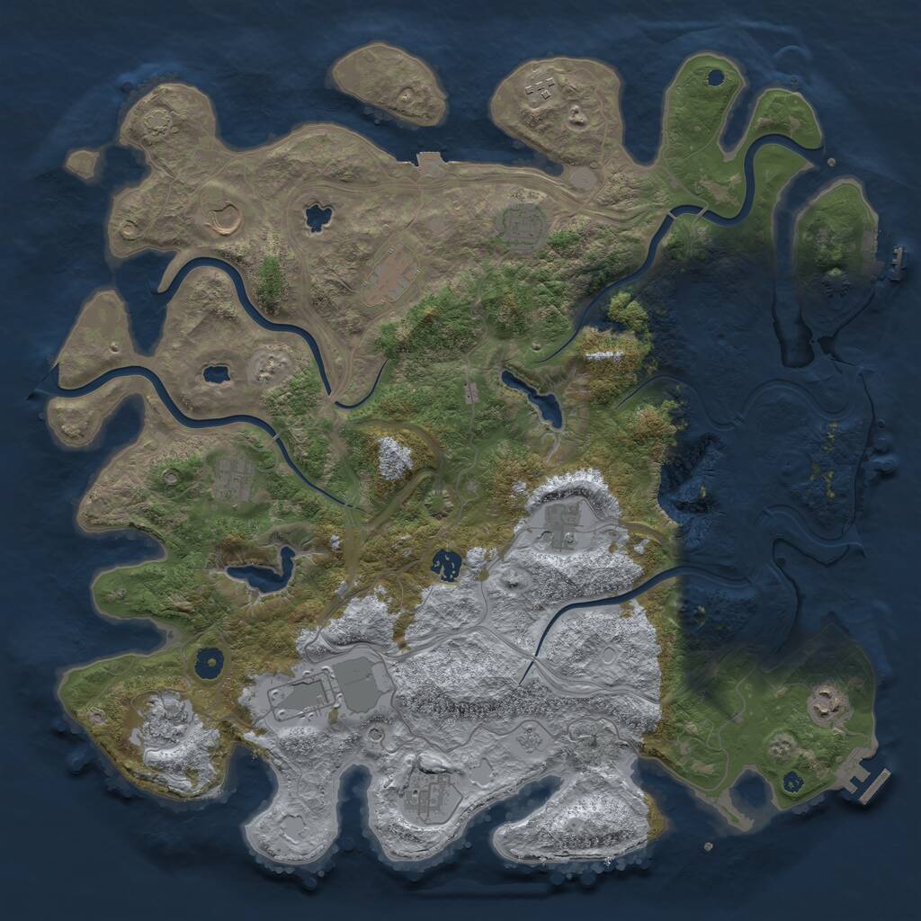 Rust Map: Procedural Map, Size: 4500, Seed: 214897, 17 Monuments