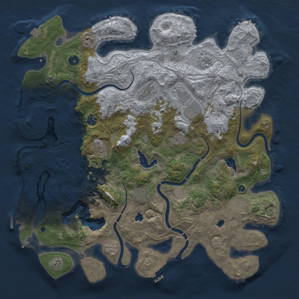Rust Map: Procedural Map, Size: 4500, Seed: 932887701, 16 Monuments