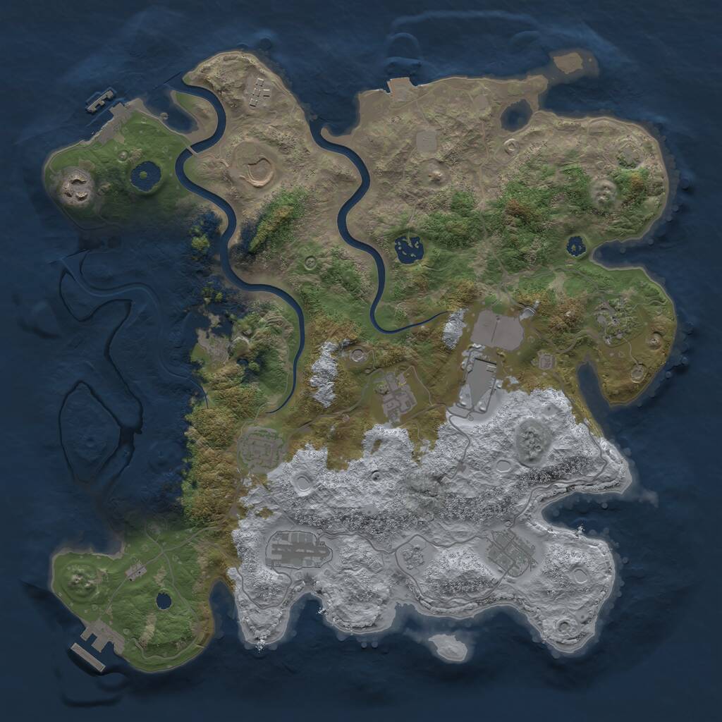 Rust Map: Procedural Map, Size: 3750, Seed: 756189, 17 Monuments
