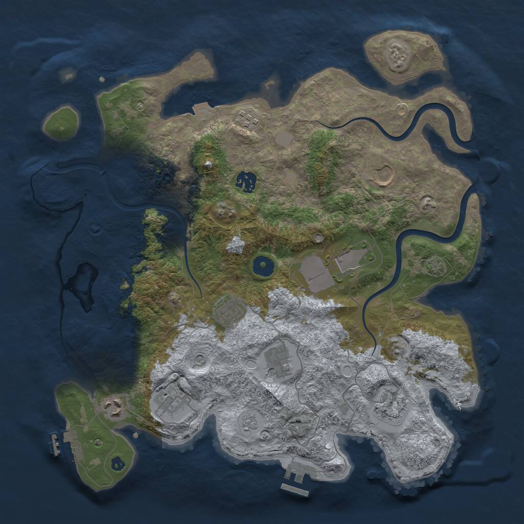Rust Map: Procedural Map, Size: 3750, Seed: 784524, 15 Monuments